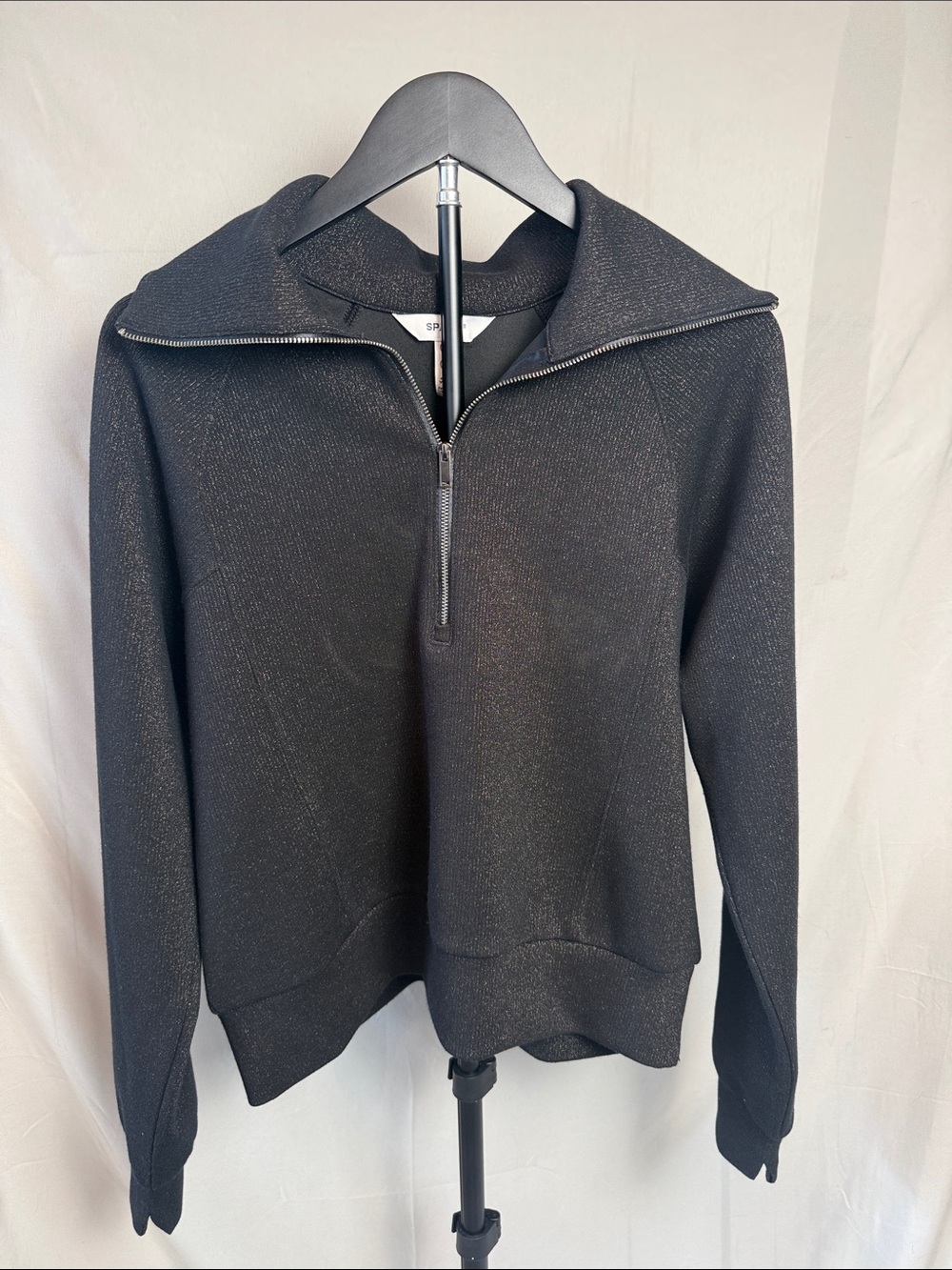 SPANX Black Pullover with Subtle Metallic Thread